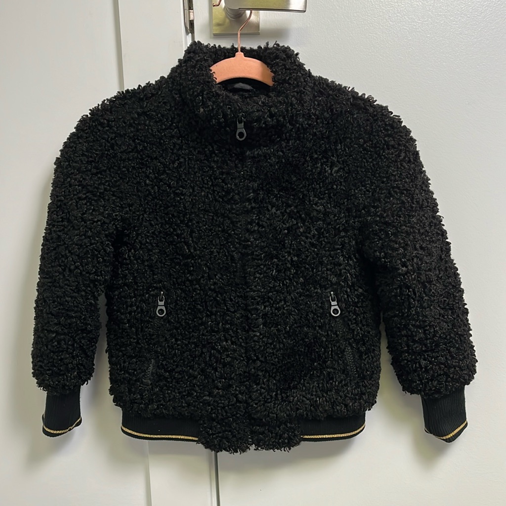 Minilli Girls Sherpa Jacket Black Size 8